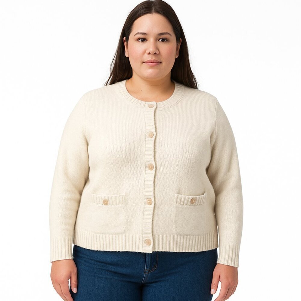 The Drop Women’s Brigitte Chunky Knit Cardigan Sweater Ivory XXL Cozy Layer